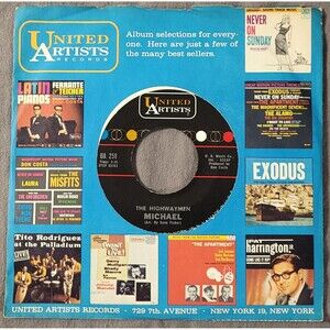 The Highwaymen 45 Michael / Santiano on United Artists M- Folk 1961